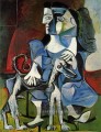 Frau au chien Jacqueline avec Kaboul 1962 kubist Pablo Picasso
